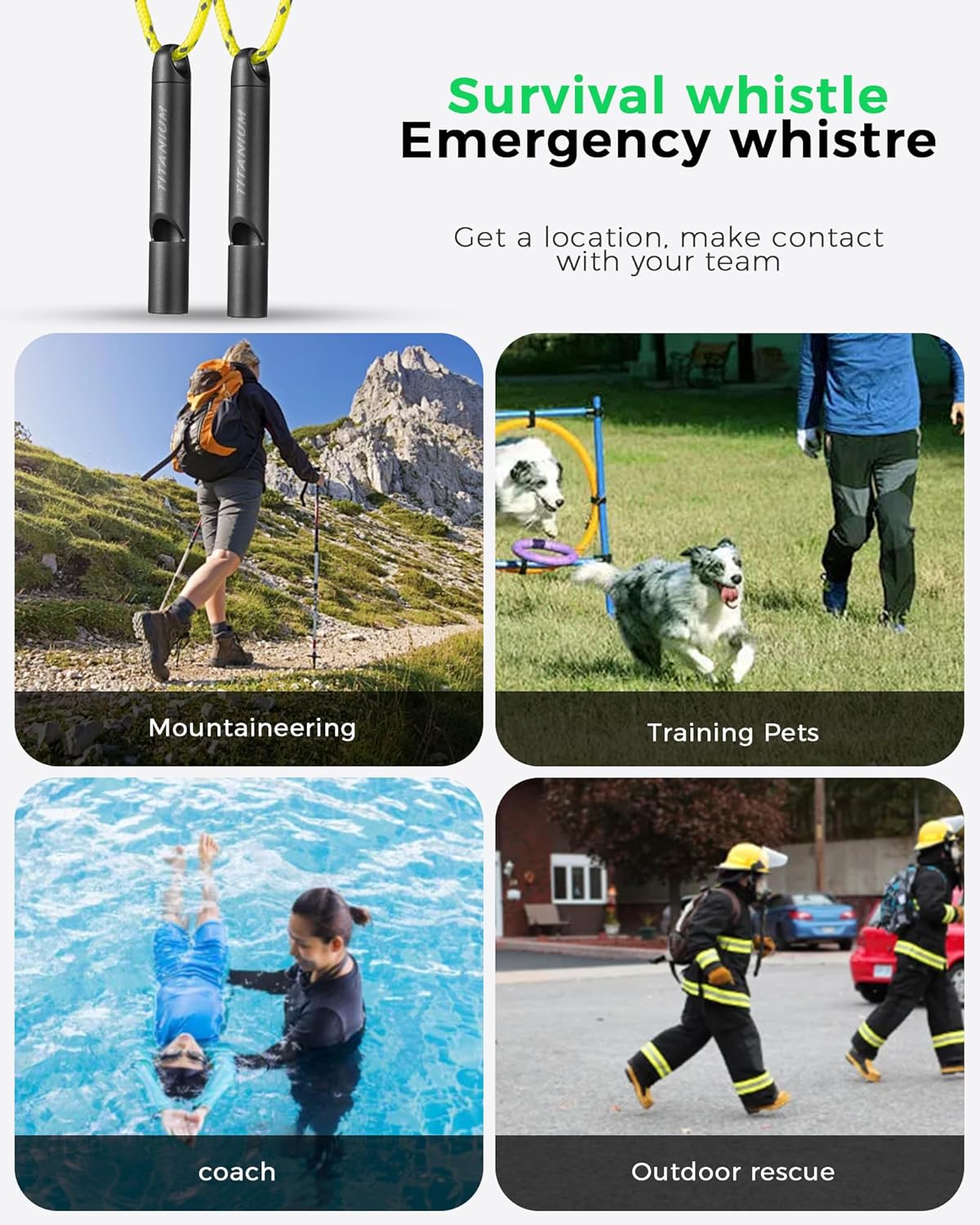 Titanium Emergency Whistle, Survival Safety Whistles for Coaches,Dog Training,Hiking, Life Saving-Loud up to 120db