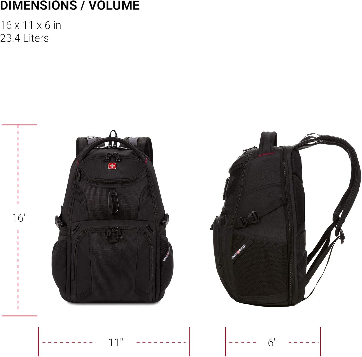 SwissGear Mini 1900 Scansmart Slim Version Laptop Backpack, Black, 16-Inch