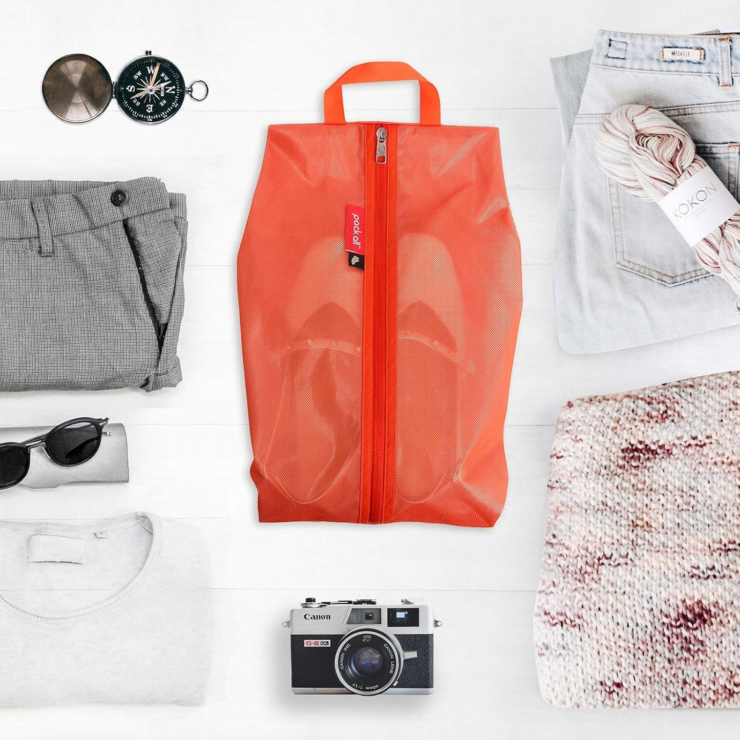 pack all Shoe Bag for Travel, Water-Resistant Shoe Pouch for Gym, Odor-Resistant Soccer Cleats Bag for Sport (Orange, 1-Pack)