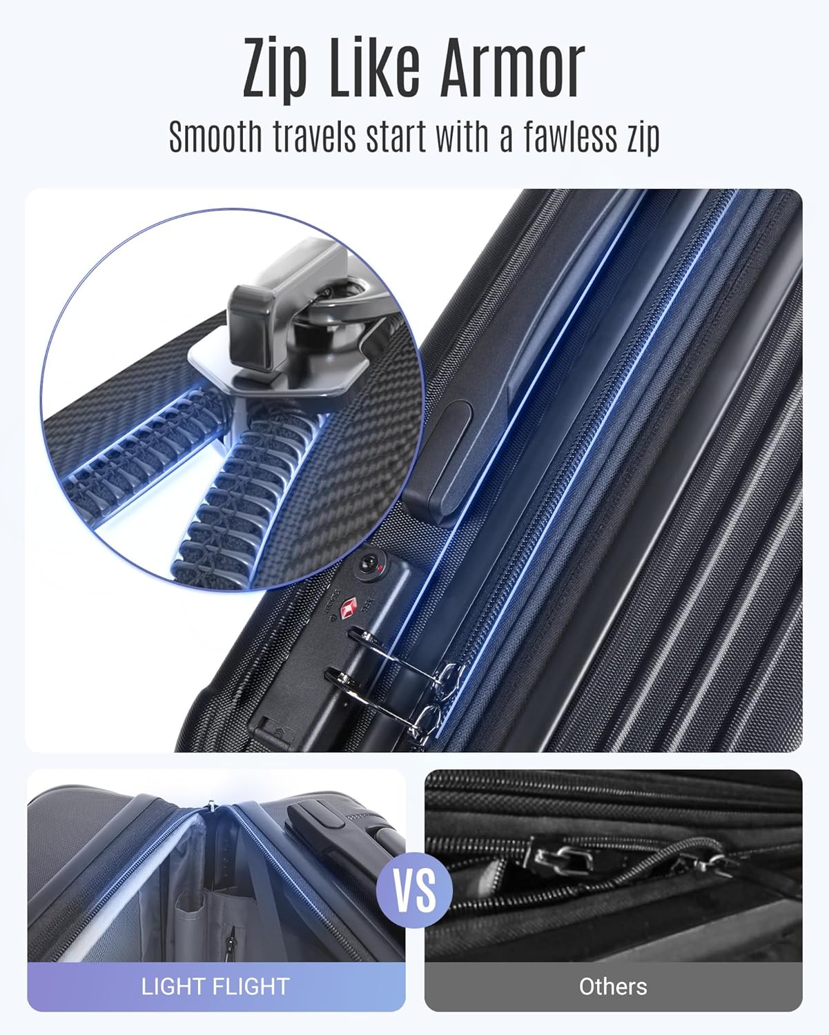 LIGHT FLIGHT Luggage Sets, Durable Hard Shell 3 Piece Set Suitcase with Spinner Wheels, Hardside Lightweight Luggage set with TSA Lock, Large Travel Luggage Set (20" 24" 28"), Black