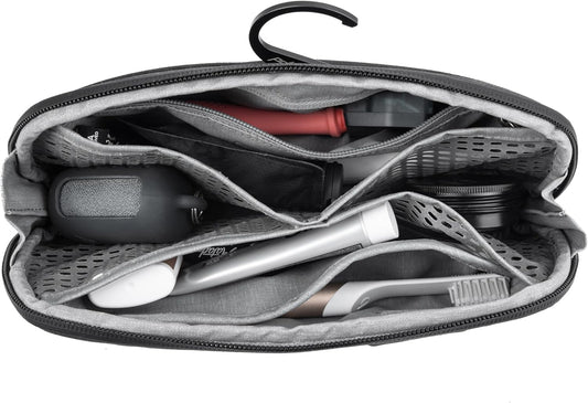 Peak Design Small Wash Pouch, Black, Weatherproof Travel Toiletry Bag, Upright or Hanging Toiletry Kit with Pockets, Magnetic Toothbrush Pocket, Wide UltraZip Opening, Toiletry Bag for Men and Women