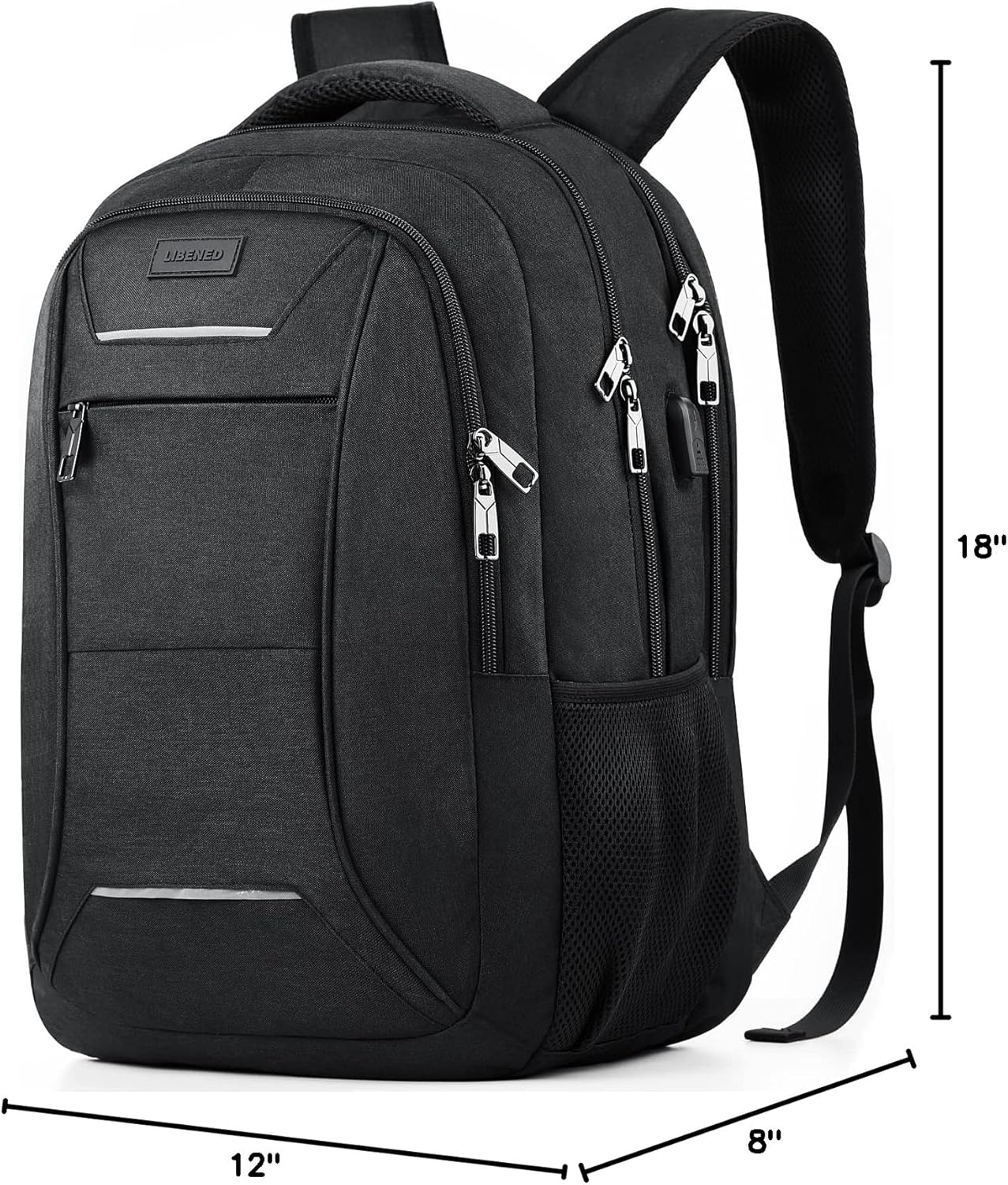 Travel Laptop Backpack for Men and Women, 17 Inch Large School Backpacks for Teens, Business Anti Theft Durable Back Pack, Water Resistant Computer Bag with USB Charging Port, Black