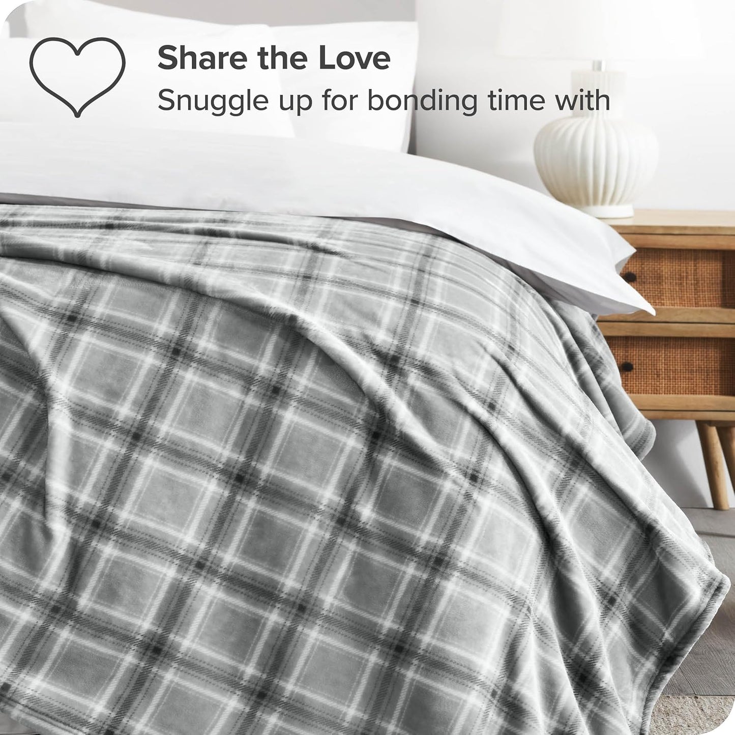 Bare Home Fleece Blanket - King Size - Ultra-Soft Lightweight for Bed, Sofa, and Couch - Luxury Microplush - Cozy Warm Blanket (King, Tartan Plaid)