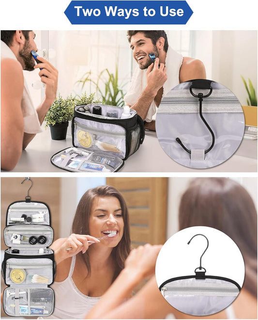 Relavel Toiletry Bag for Men, Hanging Toiletries Bag for Women Water Resistant Dopp Kit Shaving Bag, Travel Essentials Large Capacity Organizer Case for Toiletries Accessories, Black