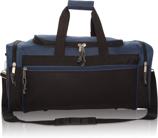DALIX 21" Blank Sports Duffle Bag Gym Bag Travel Duffel with Adjustable Strap in Navy Blue