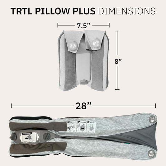 trtl Pillow Plus - Plane Neck Pillow for Traveling - Plane Pillow with Foam Padding for Head and Neck Support - Machine Washable - Waterproof Carry Bag
