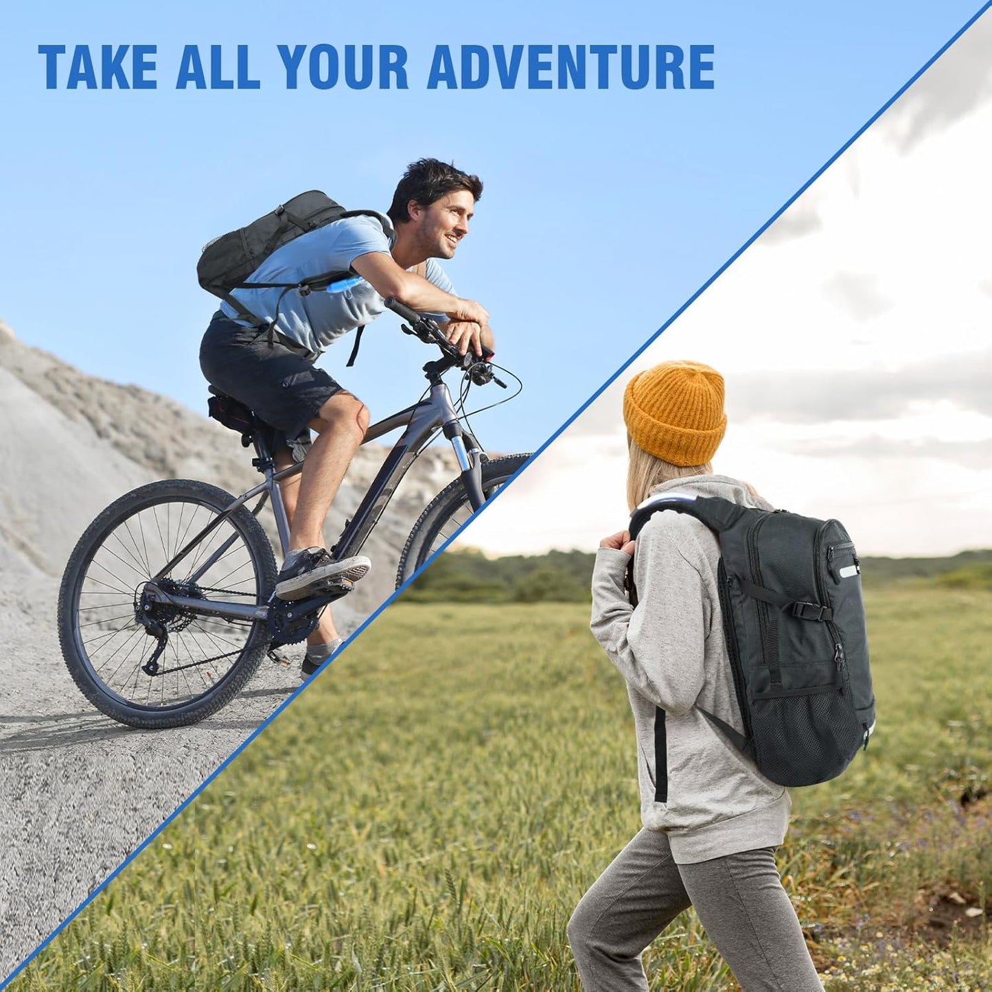 Zavothy 18L Multipurpose Hiking Backpack with 3L Water Bladder – Durable Hydration Backpack with Insulated Bladder Compartment, Hidden Helmet Holder & Rain Cover – for Hiking, Commuting, and Camping