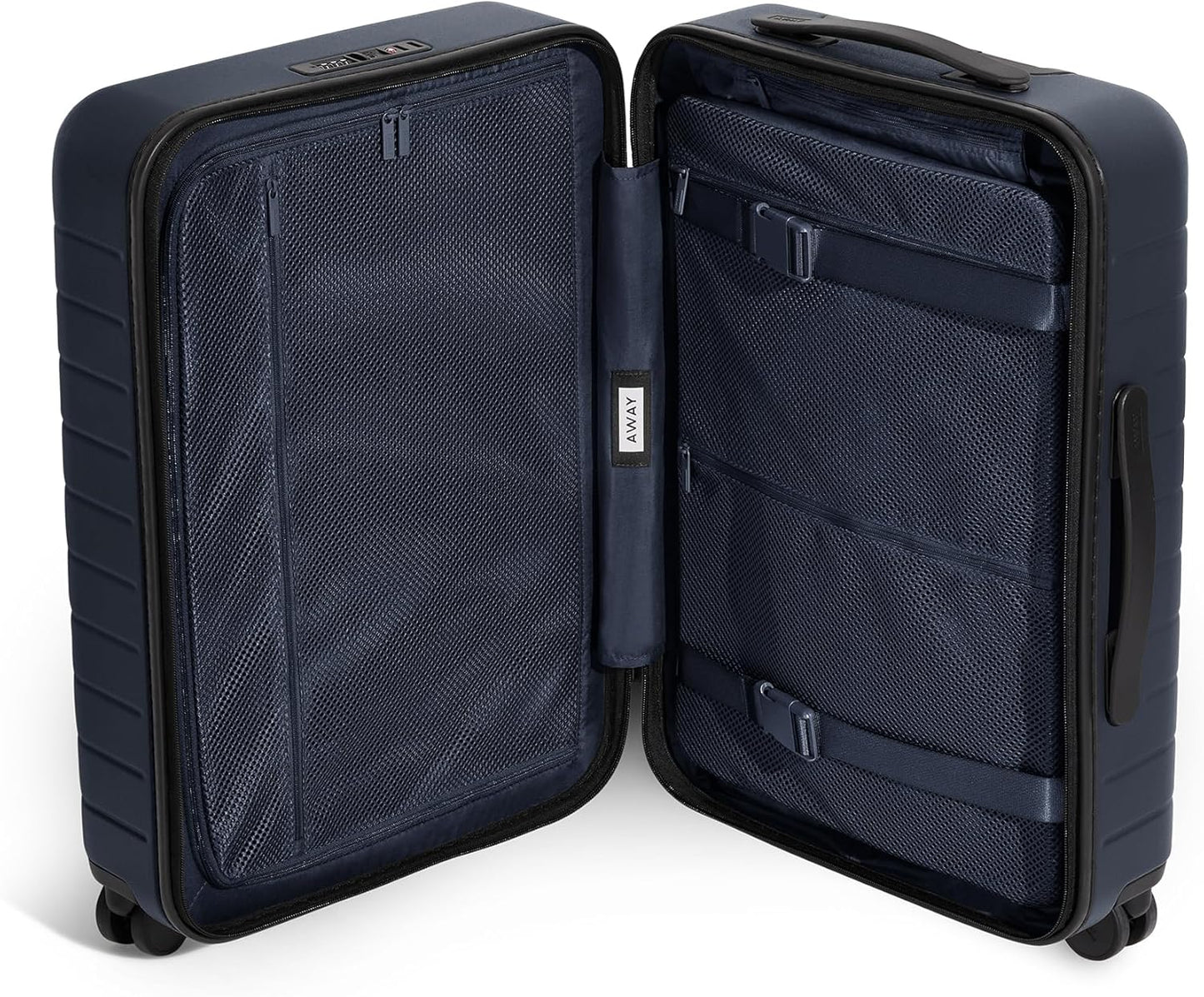 Away Bigger Carry-On Luggage, Lightweight Hardside Large Suitcase with Spinner Wheels, TSA Lock, Airline Approved, Navy Blue