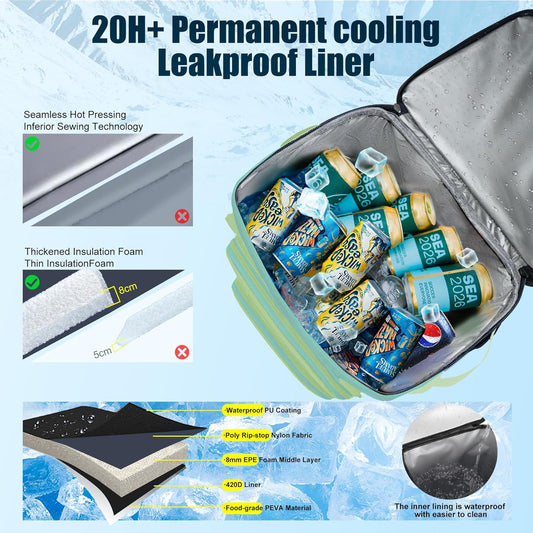 Backpack Cooler Insulated Leak Proof for Men Women 50 Cans Soft Cooler Backpack Insulated Waterproof Large Capacity Coolers Bag Portable for Lunch Camping Travel Picnic Hiking