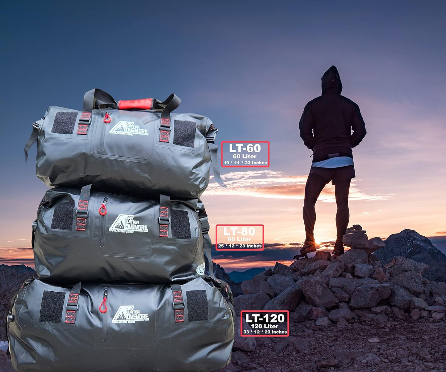 Waterproof Duffel Bag, Marine Grade (80 Liter/21.1 Gallon, Appalachian Series, Black)