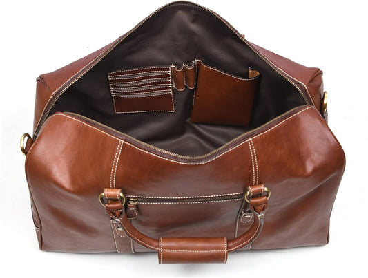 Leather Duffel Bag for Men & Women Travel, Weekend, Overnight, Gym Bag
