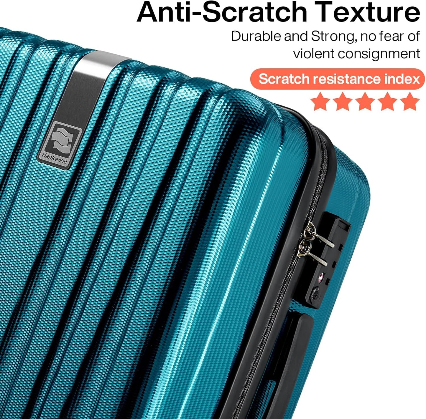 Hanke Luggage Sets 3 piece Carry On Luggage with Wheels PC Hard Shell Suitcases Lightweight Checked Travel Luggage Extra Large Travel Suitcase Woman Men 20/24/29 Inch(Caribbean Blue)