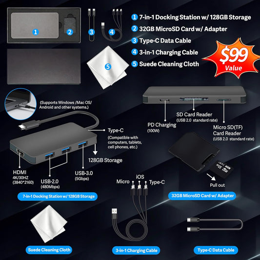 HP OmniBook 5 Flip 2-in-1 14" 2K Touchscreen Laptop, Intel 7 150U, 16GB LPDDR5, 1.16TB Storage(1TB SSD+160GB Docking Station Set), Backlit Keyboard, 5MP IR Camera, Wi-Fi 6E, Windows 11 Pro, Silver