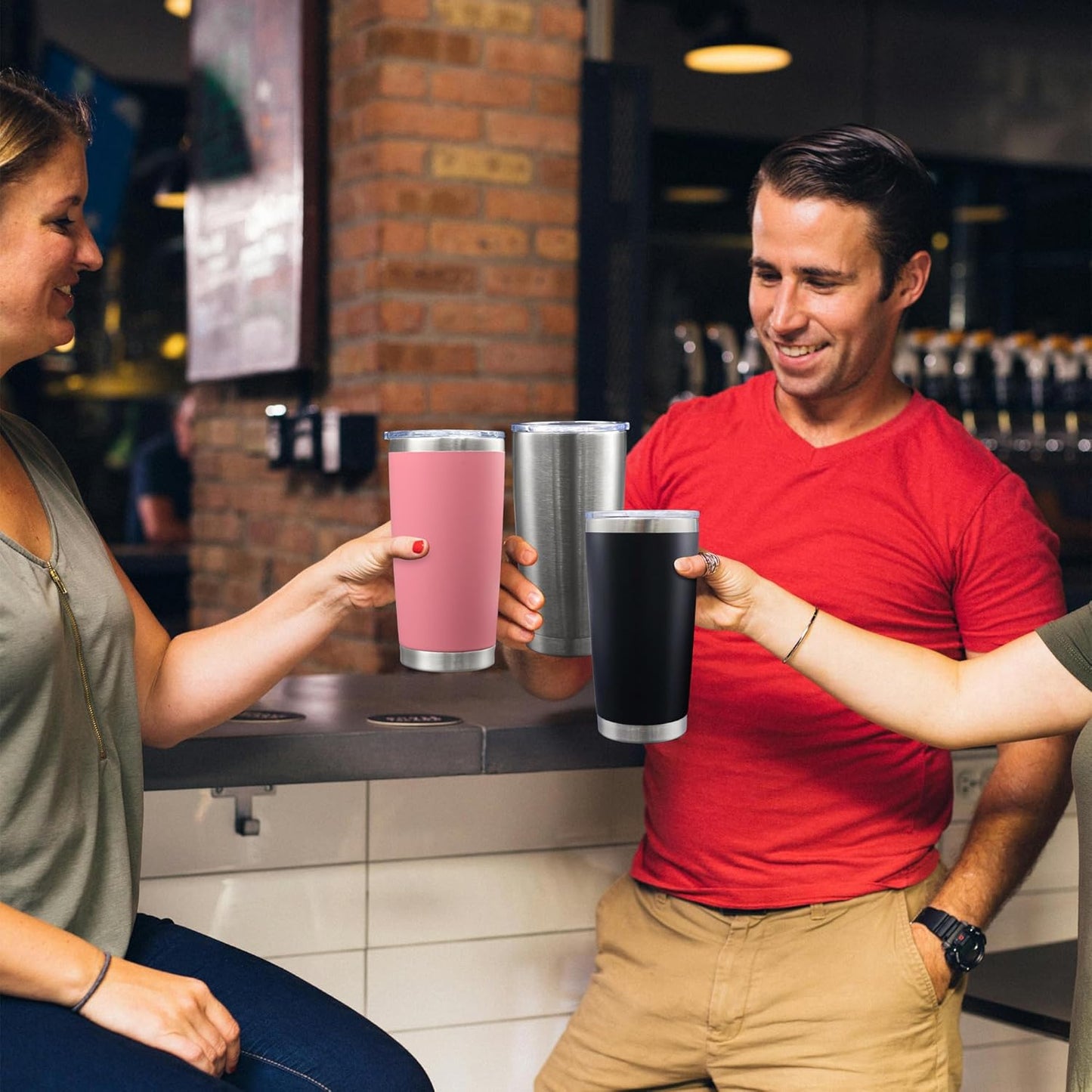 20oz Tumbler Bulk Stainless Steel Tumblers with Lid Vacuum Insulated Double Wall Travel Coffee Mug Powder Coated Tumbler Cup for Hot and Cold Drinks(Stainless Steel, 6 pack)