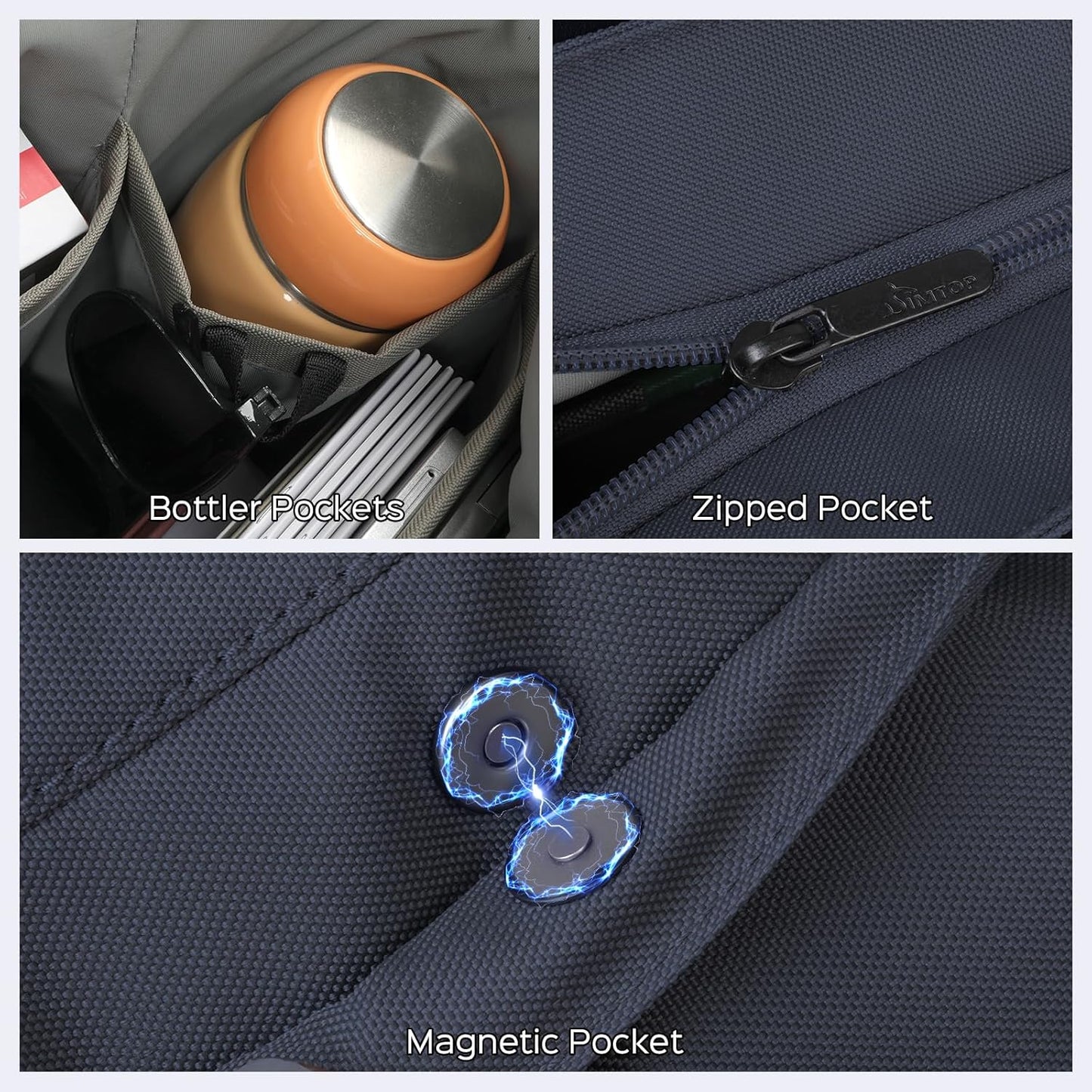 SIMTOP Tote Bag for Women with Magnetic Pocket Water Resistant Polyester 16.2" Laptop Compartment for Travel, Office, Daily