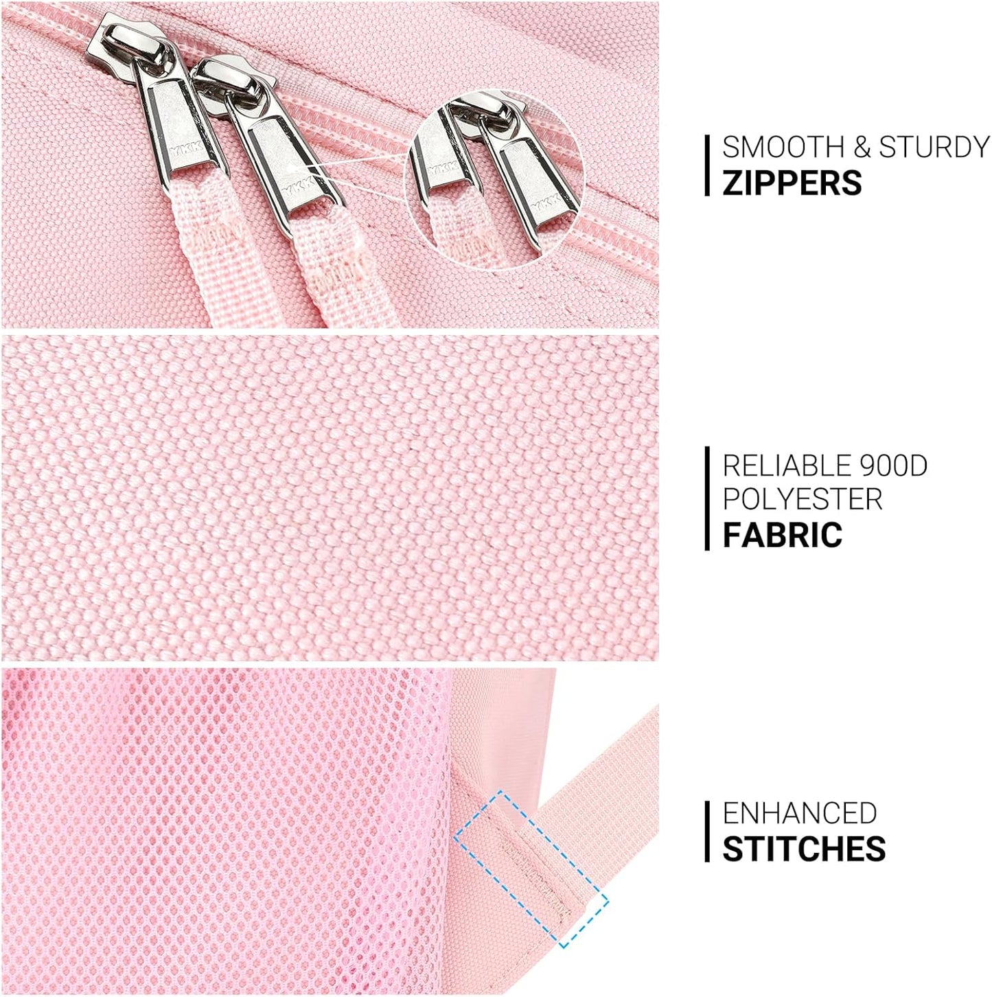 ZORFIN 26L Backpack for College, and Travel: Water Resistant Bookbag - Pink