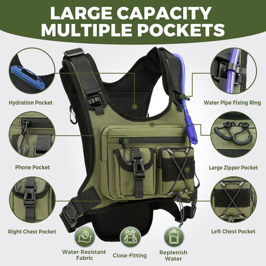 USA Original Patent Running Hydration Vest Backpack, Lightweight Chest Pack with 2.0L Water Bladder Bag Daypack for Hiking Running Cycling Race Marathon for Women Men