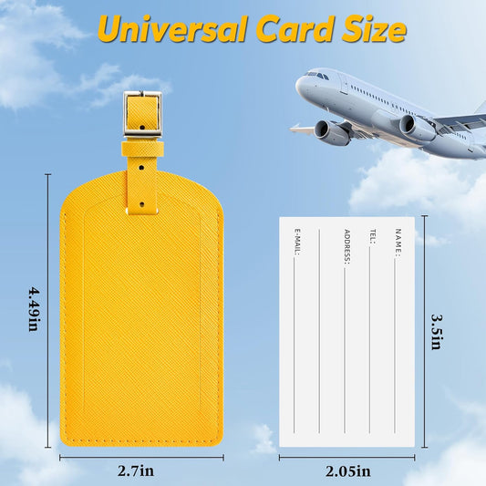 3 Pack Luggage Tags for Suitcases, TSA Approved Bag Tags, Baggage Tags with Privacy Protection, Travel Essentials Luggage Accessories, Energetic Yellow