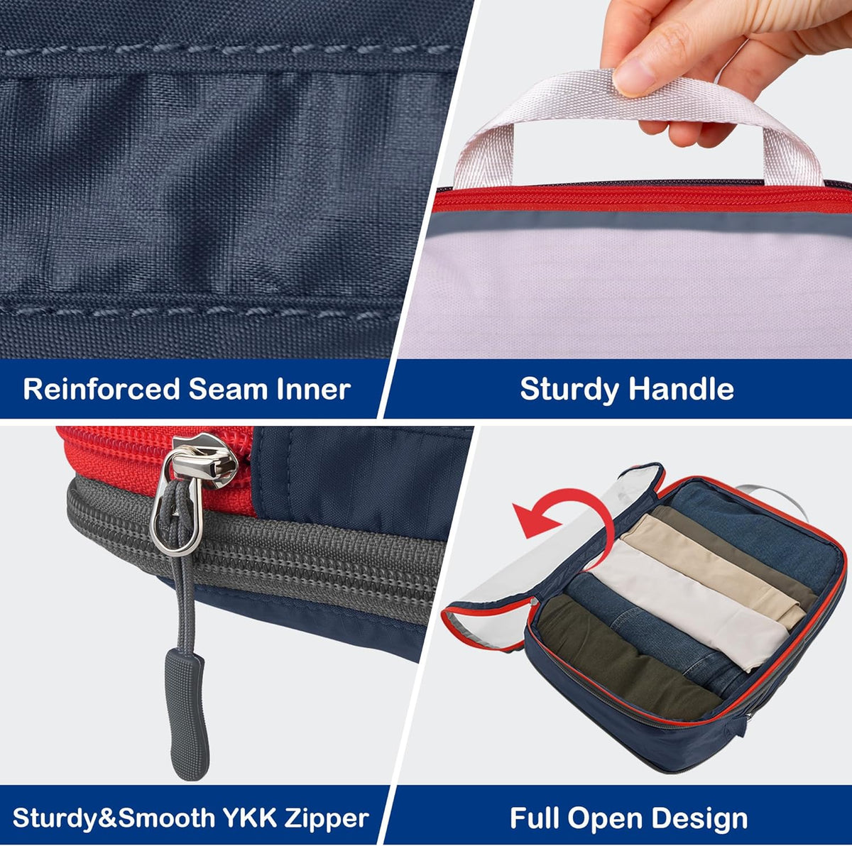 Cipway Mesh Compression Packing Cubes, Ultralight See Through Luggage Organizer Bags, Travel Essentials for Carry on Suitcase(3 Pcs,Blue)