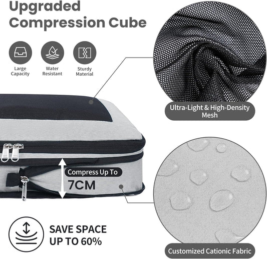 8 Set/6 Set/4 Set Compression Packing Cubes for Travel, Lightweight Vacation Travel Essentials, Travel Accessories for Suitcase Organizer Bags Set, Durable Luggage Organizer