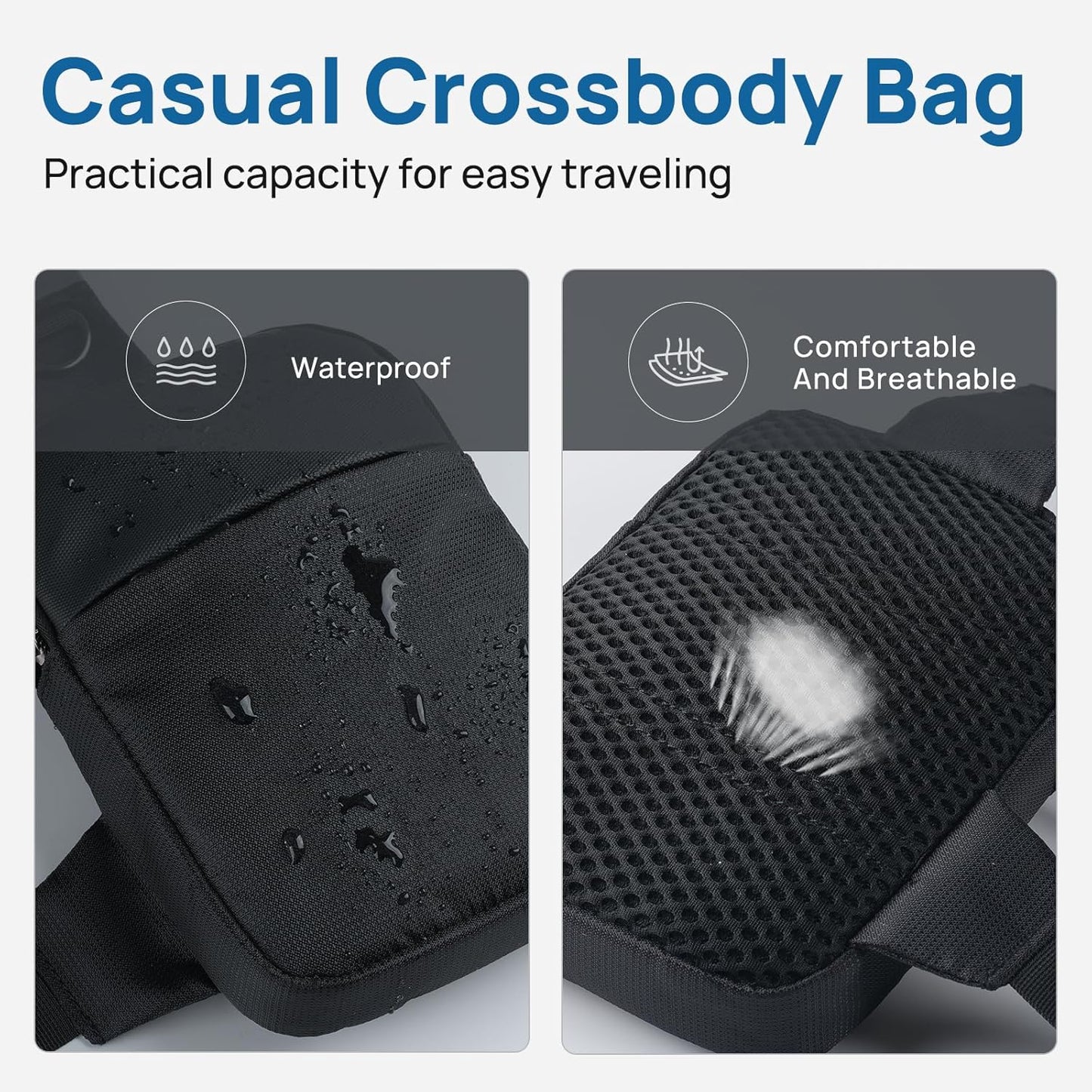 VADOO Mini Sling Bag, Small Crossbody Bag with RFID Blocking for Women and Men, Lightweight Chest Phone Bag for Travel Casual