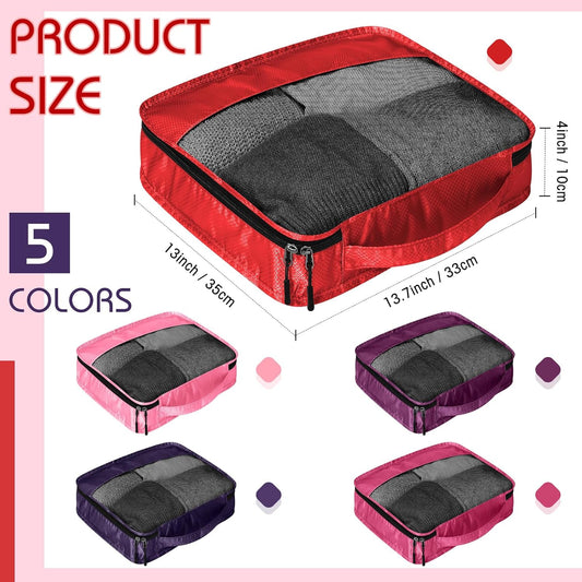 5 Pcs Packing Cubes for Suitcase Large Travel Cubes Carry on Luggage Organizer Bags for Clothes Accessories(M,Purple)