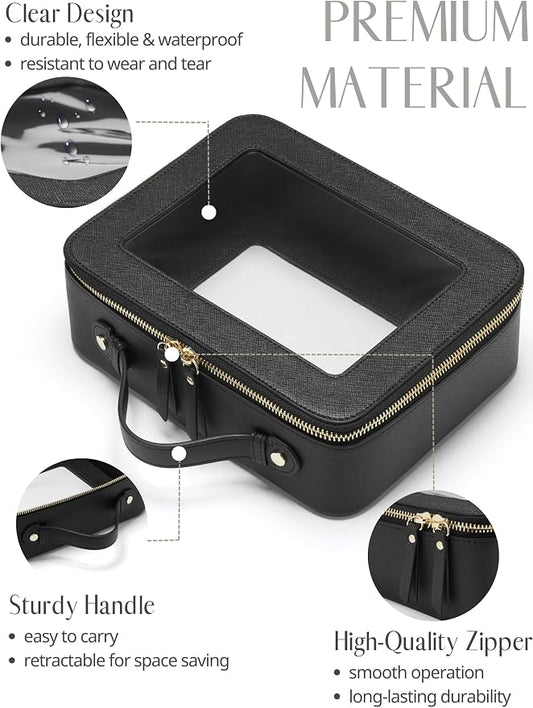 Popvibe Clear Makeup Bag Travel Cosmetic Case Transparent Toiletry Bag - Image 2