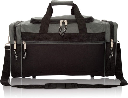 DALIX 21" Blank Sports Duffle Bag Gym Bag Travel Duffel with Adjustable Strap in Gray