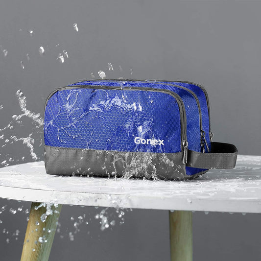 Gonex Travel Toiletry Bag Nylon, Dopp Kit Shaving Bag Toiletry Organizer Blue