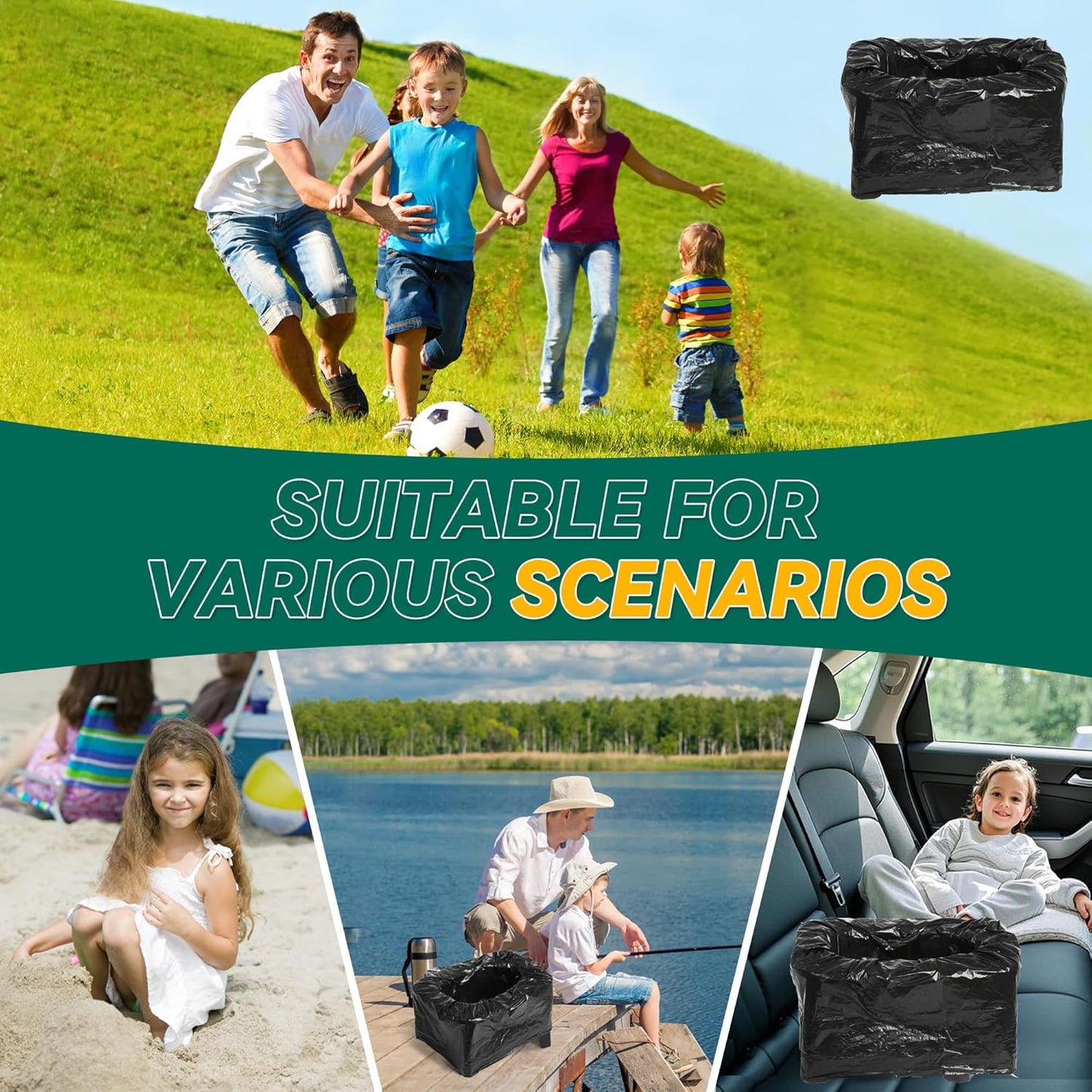 In-car Portable Toilet Collapsible Potty, Emergency Toilet, Temporary Potty For Outdoor Camping, Road Trips, Traffic Jams, Boating And Fishing