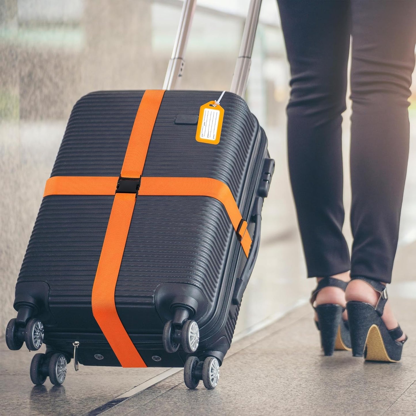 8 Pack Luggage Straps and Tags Set (4 Straps, 4 Tags), Luggage Straps for Suitcases TSA Approved Suitcase Belt Luggage Tags, Mixed