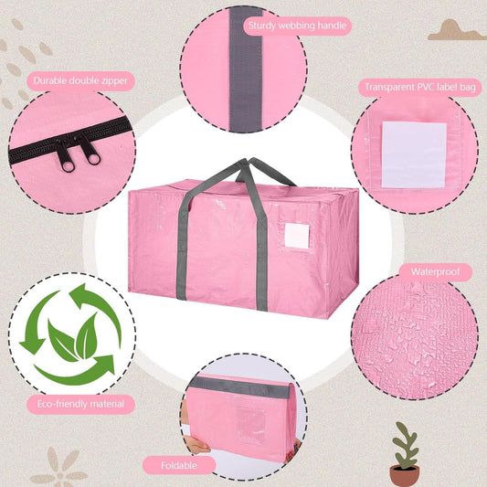 8 Pack Extra Large Moving Bags Heavy Duty Packing Bags with Extra Long Handles and Zippers Storage Totes for College Students Room Dorm Essentials Packing Supplies (Mixed Colors)