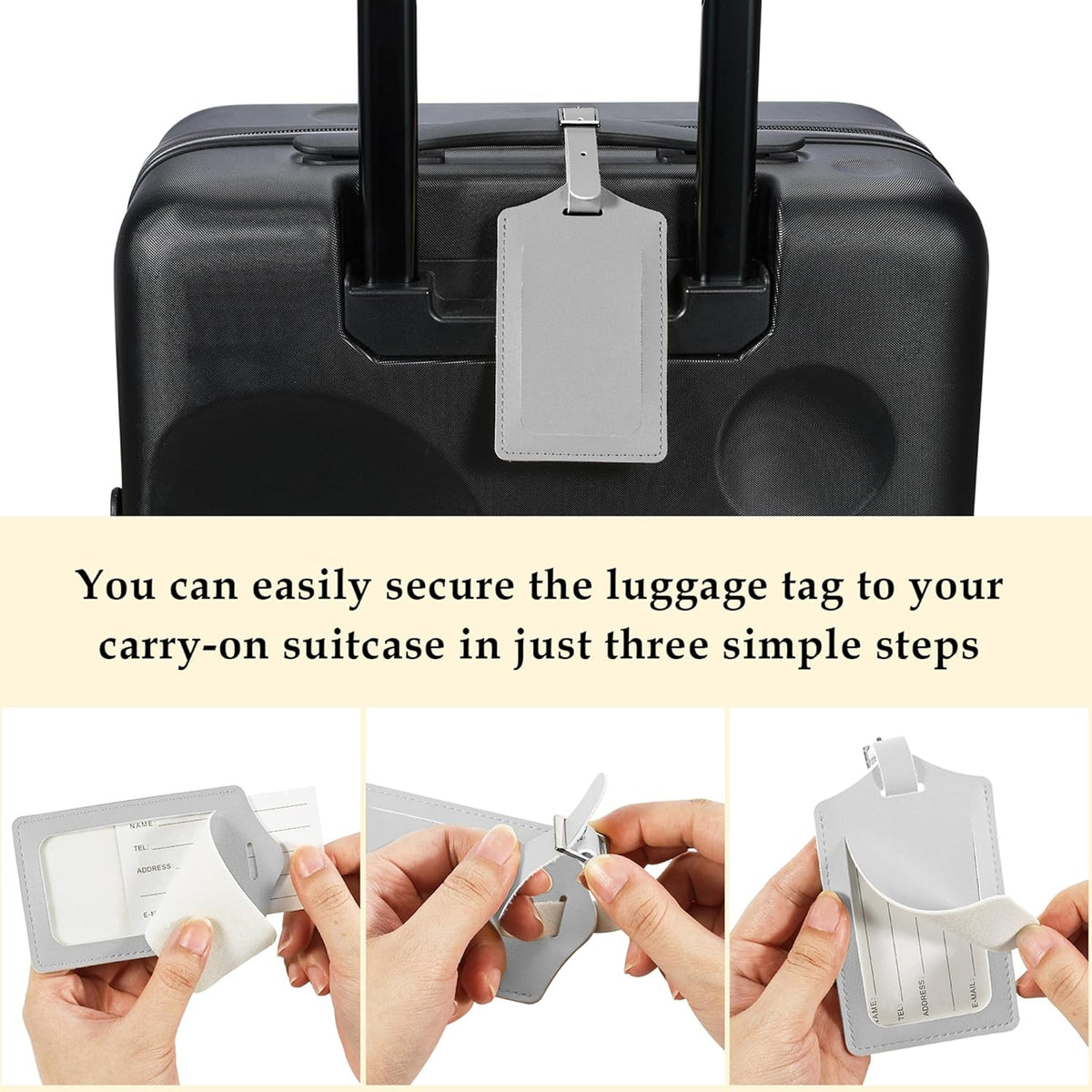 Travelambo Luggage Tags for Suitcases PU Leather Travel Tags Bag Tags Privacy Protection Travel Essentials