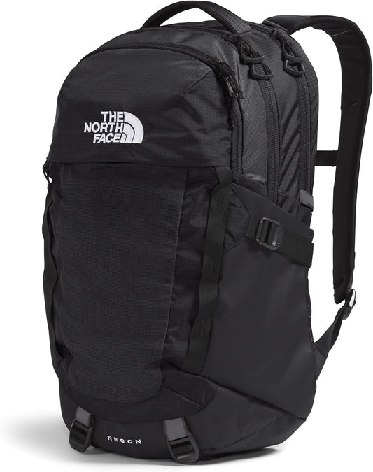 THE NORTH FACE Recon Everyday Laptop Backpack | Daypack with Water Repellent Finish, 16" Laptop Sleeve, 2 Water Bottle Pockets, TNF Black/TNF Black-NPF, One Size