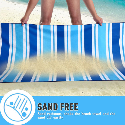 2 Pack Microfiber Beach Towel, Oversized Microfiber Pool Towel 75”x 35”, Sand-Free Beach Towel, Quick Drying Camping Towel, Super Absorbent Bath Blanket, Soft Breathable and Lightweight