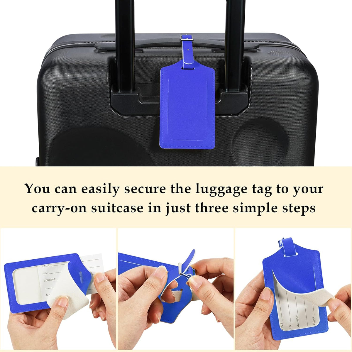 Travelambo Luggage Tags for Suitcases PU Leather Travel Tags Bag Tags Privacy Protection Travel Essentials