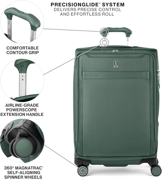 Travelpro VersaPack+ Lightweight Softside Expandable Checked Luggage, 8 Spinner Suitcase, TSA Lock, Men and Women, Checked Medium 25-Inch, Desert Sage Green