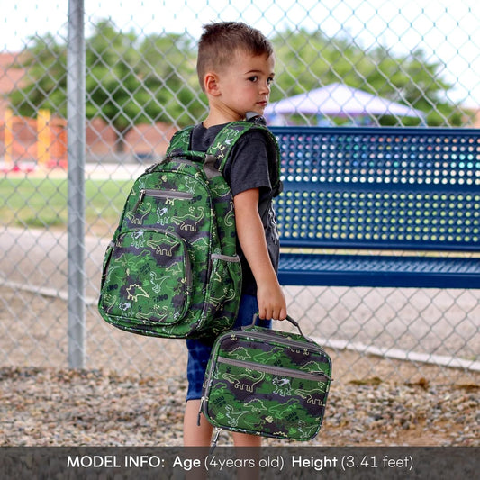 mibasies Boys Backpack 5-8: Lightweight Kids Backpacks Boys - Boy Bookbag for Elementary School - Green Dinosaur