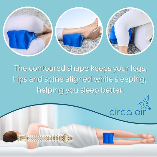 Circa Air Inflatable Knee Pillow for Side Sleepers - Orthopedic Knee Pillows for Sleeping, Sciatica Relief, Back Pain, Leg Pain, Hip or Joint Pain. Weighs Only 1.98 Oz Perfect for Travel/Home