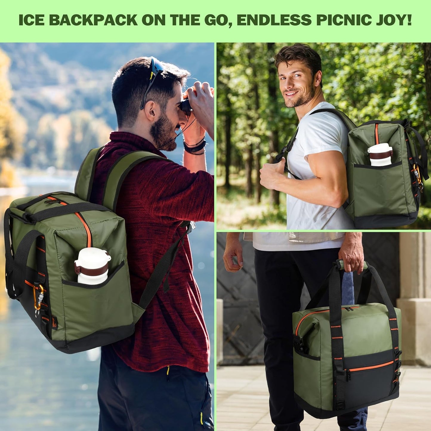 Tirrinia Cooler Backpack Waterproof Insulated for Men & Women,36 Cans Soft Leakproof Cooler Backpack, Portable Cooler for Camping, Beach, Fishing, Picnic, Travel, Outdoor