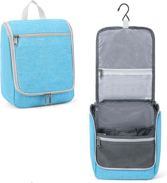 Della Gao Hanging Toiletry Bag for Men & Women, Portable Travel Cosmetic Makeup Bag Toiletries Organizer Kit, Water Resistant Bathroom Bag, Blue