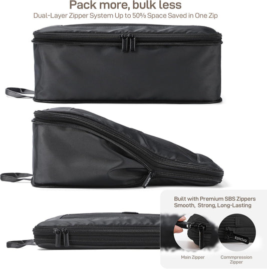 EPICKA TripCozy Compression Packing Cubes - 6 Set Durable Travel Organizer Bags with Mesh Top, Expandable Travel Accessories for Carry on, Luggage, Suitcase, Backpack (Dark Grey)