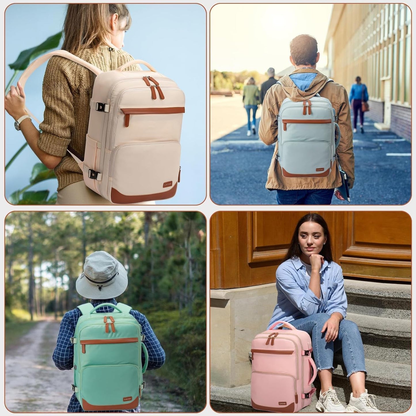 50L Travel Backpack with USB Charging Port, Water-Resistant Carry On Backpack for Men Women, Business Laptop Backpack for Trips & Commutes, Fits 18 Inch Laptop