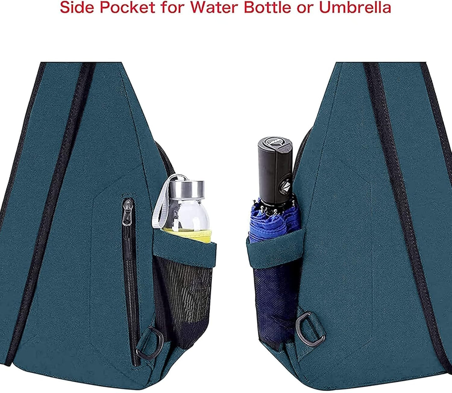 MOSISO Sling Backpack,Canvas Crossbody Hiking Daypack Bag with Anti-theft Pocket, Teal Green