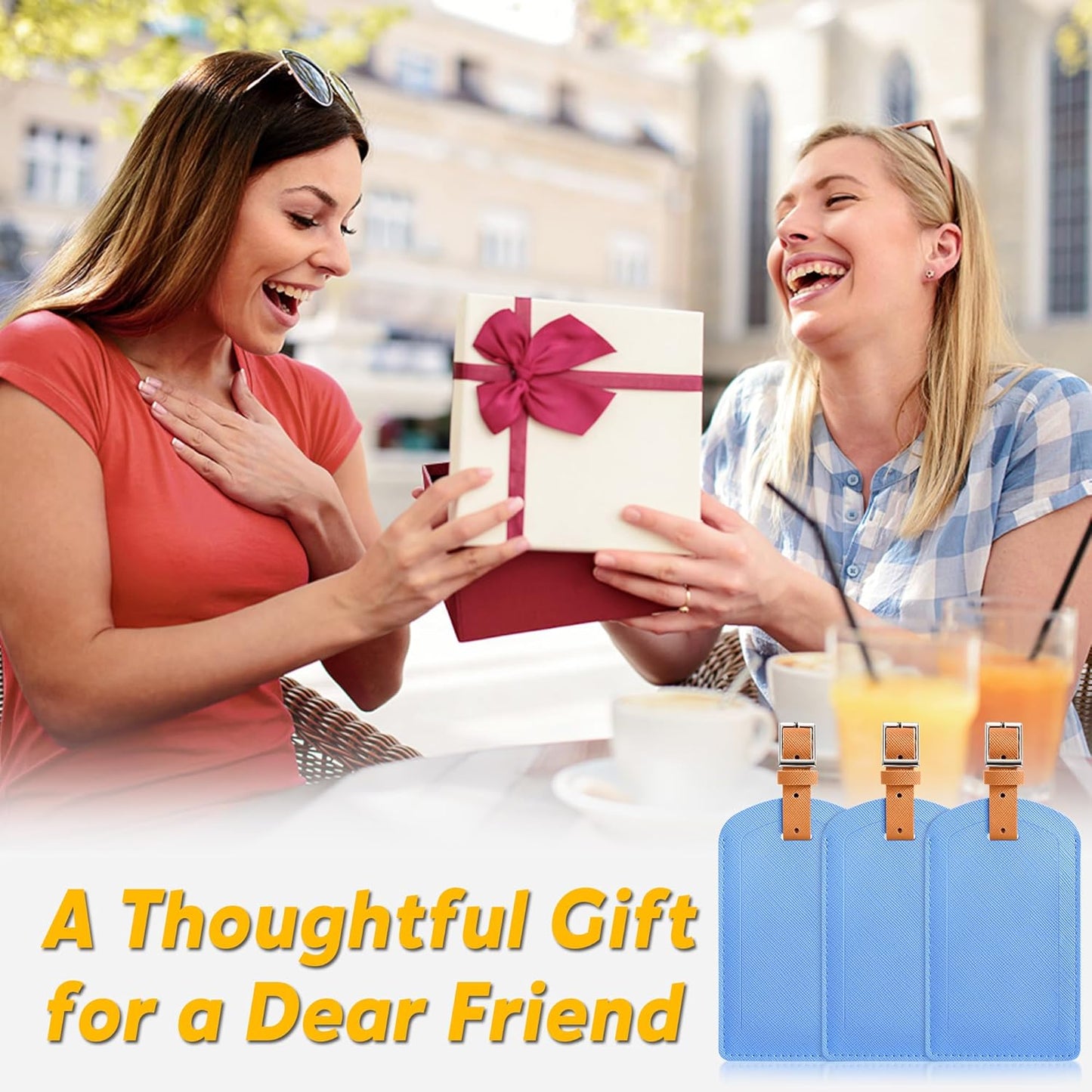 3 Pack Luggage Tags for Suitcases, TSA Approved Bag Tags, Baggage Tags with Privacy Protection, Travel Essentials Luggage Accessories, Blue & Brown