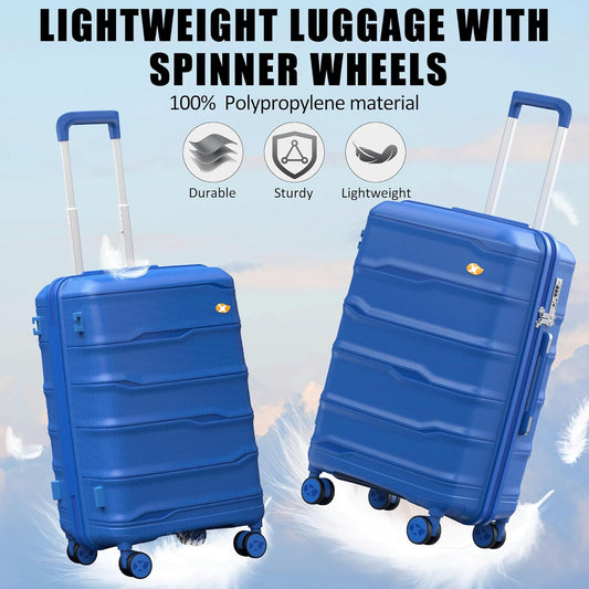28 Inch Luggage with Spinner Wheels, Large Hard Shell Suitcase, Lightweight PP Luggages with TSA Lock, Checked-Large Suitcases 28-Inch, Blue