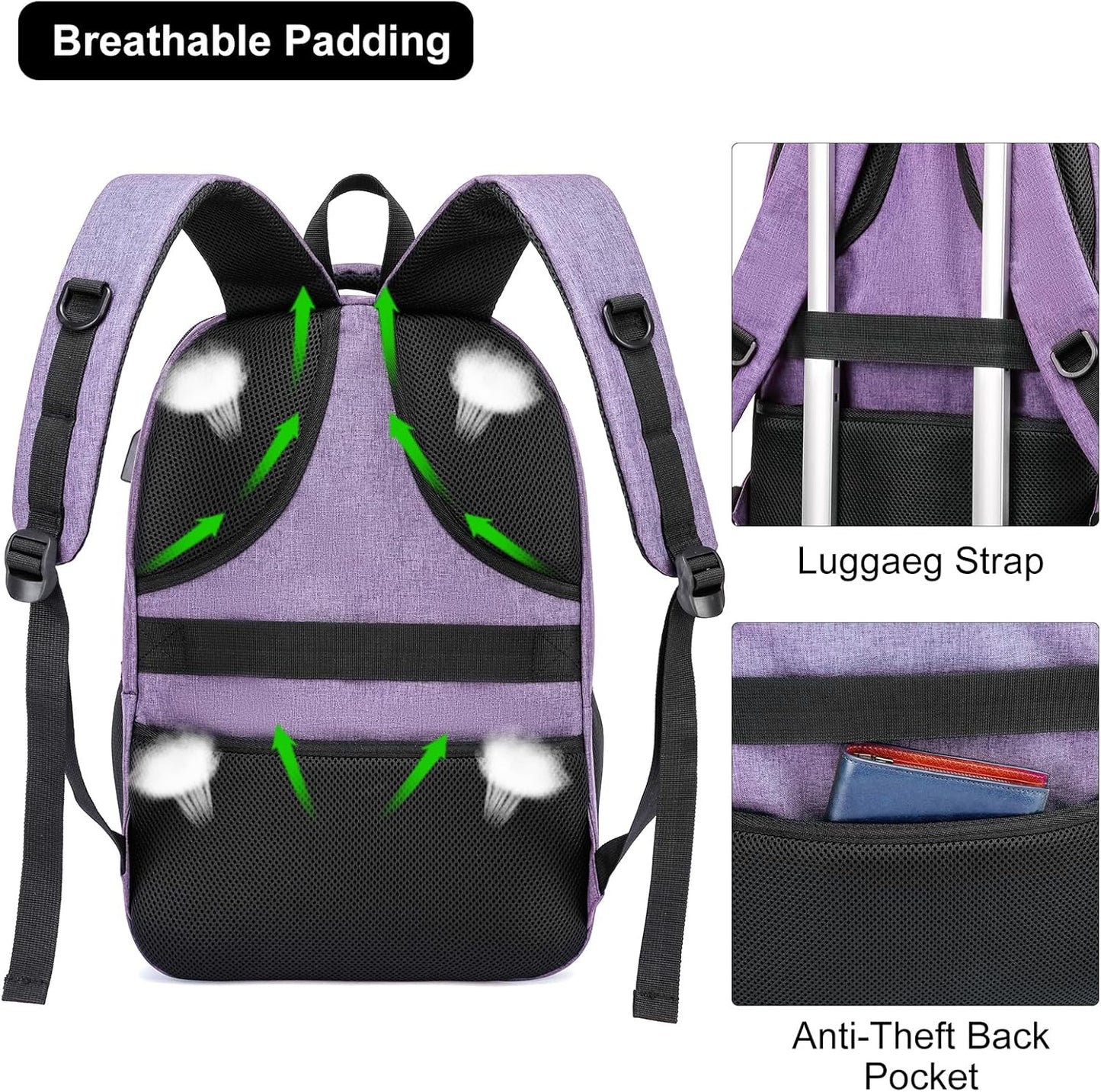 BIKROD Backpack for Girls Women, School Backpack for Teen Boys, Lightweight Casual High School Bookbag, Daily-use Travel Laptop Backpack with USB Charging Port Fits 15.6 Inch Notebook