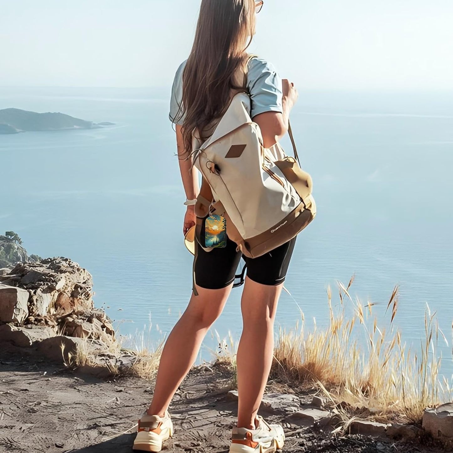 Vintage Mountain and Lake Luggage Tag for Suitcase Set of 2 PU Leather Cute Luggage Tags with Stainless Metal Loop ID Label Privacy Flap Suitcase Tags for Women and Men Travel