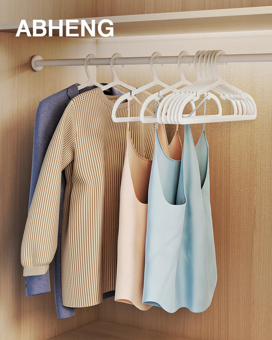 80 Pack Clothes Hangers, Non Slip Plastic Coat Hangers, Space Saving Hangers, Heavy Duty, Hanging Dry Wet Clothes, 16.4" x 8.3", White, UAPY0580W