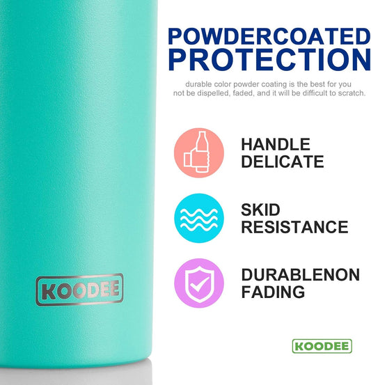 koodee 20 oz Stainless Steel Skinny Tumbler(4 Pack) Double Wall Insulated Water Tumbler Cup with Lids, Straws and Straw Brushe(Teal/2 Pack, Pink/2 Pack)